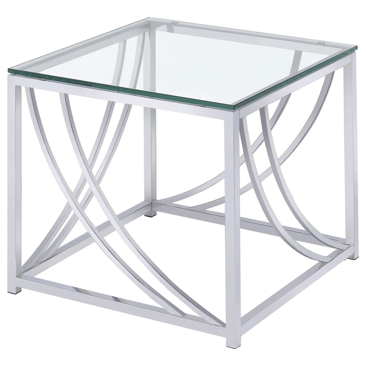 Lille Chrome 2-Piece Glass Top Coffee and End Table Set by Coaster at Eve Furniture