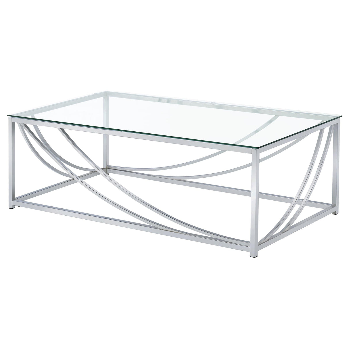 Lille Chrome 2-Piece Glass Top Coffee and End Table Set by Coaster at Eve Furniture