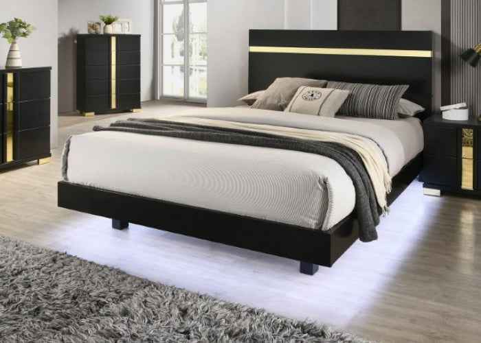 Lillestrom Black/Gold 4-Piece Queen Bedroom Set by Furniture of America at Eve Furniture