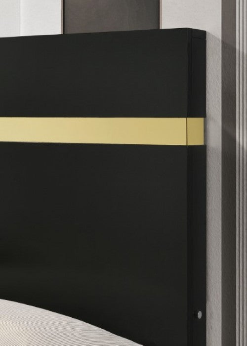 Lillestrom Black/Gold 4-Piece Queen Bedroom Set by Furniture of America at Eve Furniture