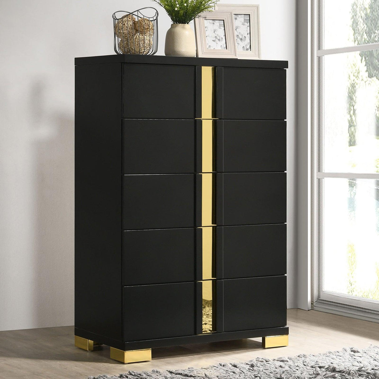 Lillestrom Black/Gold Chest by Furniture of America at Eve Furniture