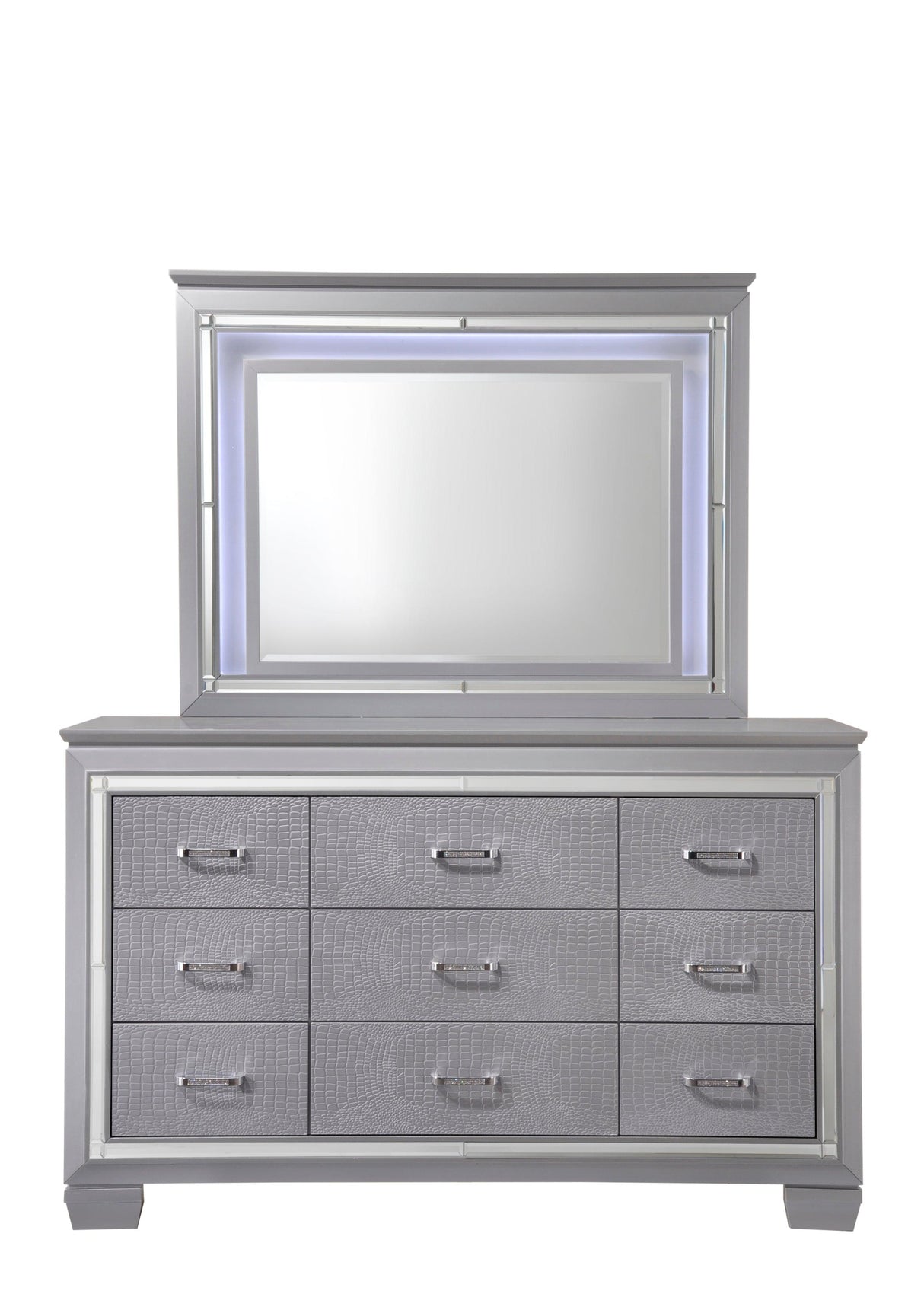 Lillian Silver Bedroom Mirror (Mirror Only) by Crown Mark at Eve Furniture
