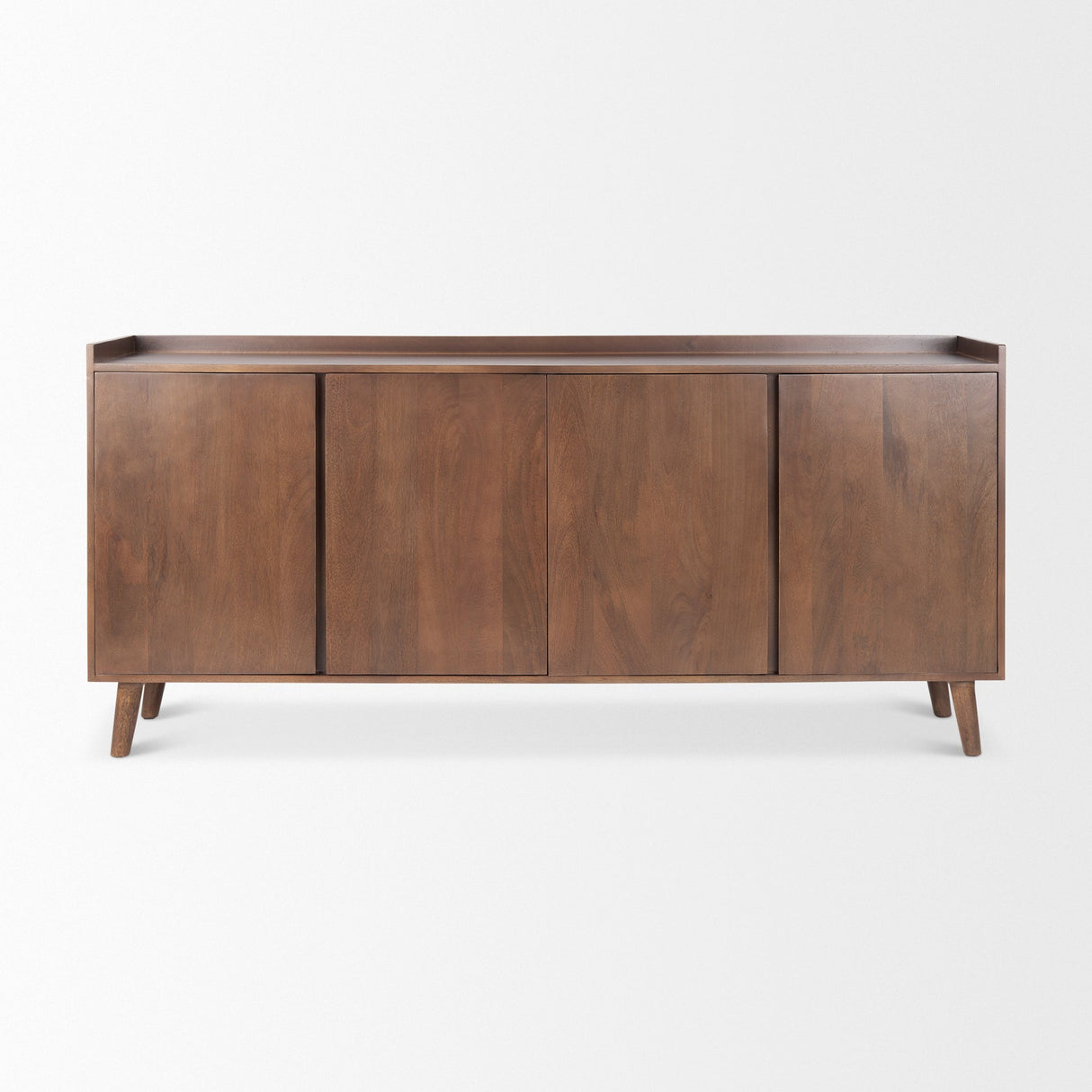 Lillie Medium Brown Wood 4 Door Tray Top Sideboard by Mercana at Eve Furniture