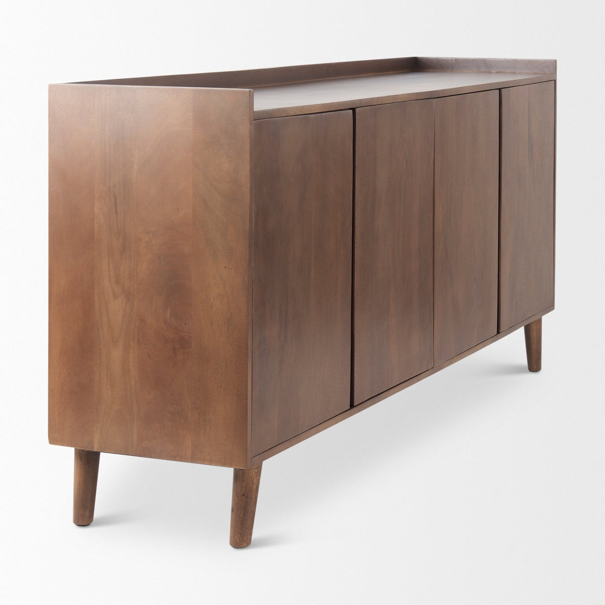 Lillie Medium Brown Wood 4 Door Tray Top Sideboard by Mercana at Eve Furniture