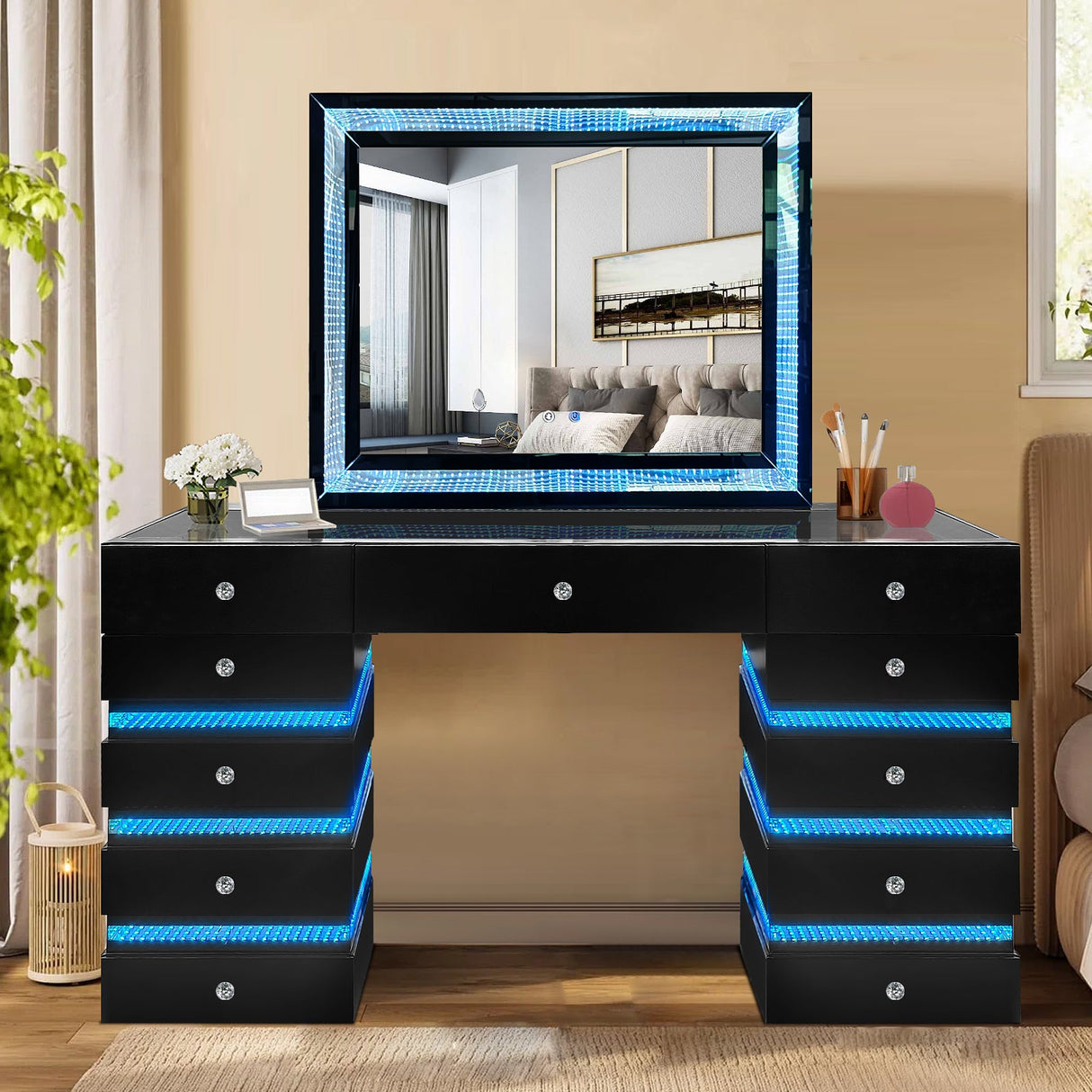 Lily Black Vanity Set by New Era Innovations at Eve Furniture