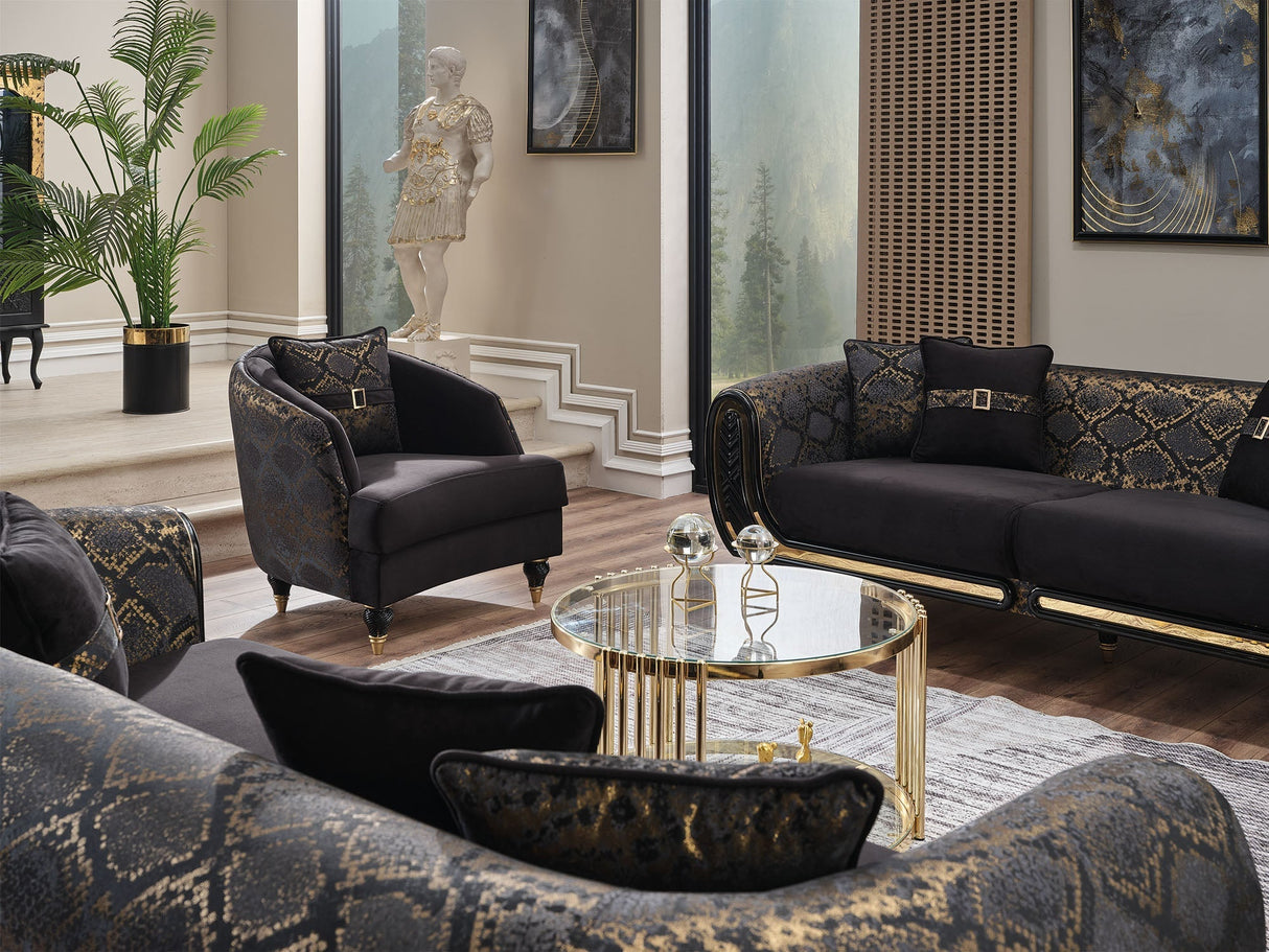 Lima 3-pieces (Sofa & Loveseat & Chair) Livingroom Set in Black by Furnia at Eve Furniture