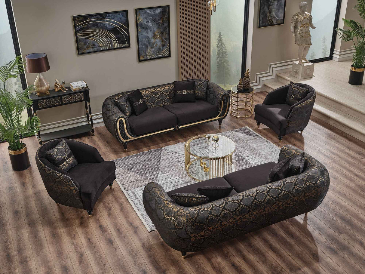 Lima 3-pieces (Sofa & Loveseat & Chair) Livingroom Set in Black