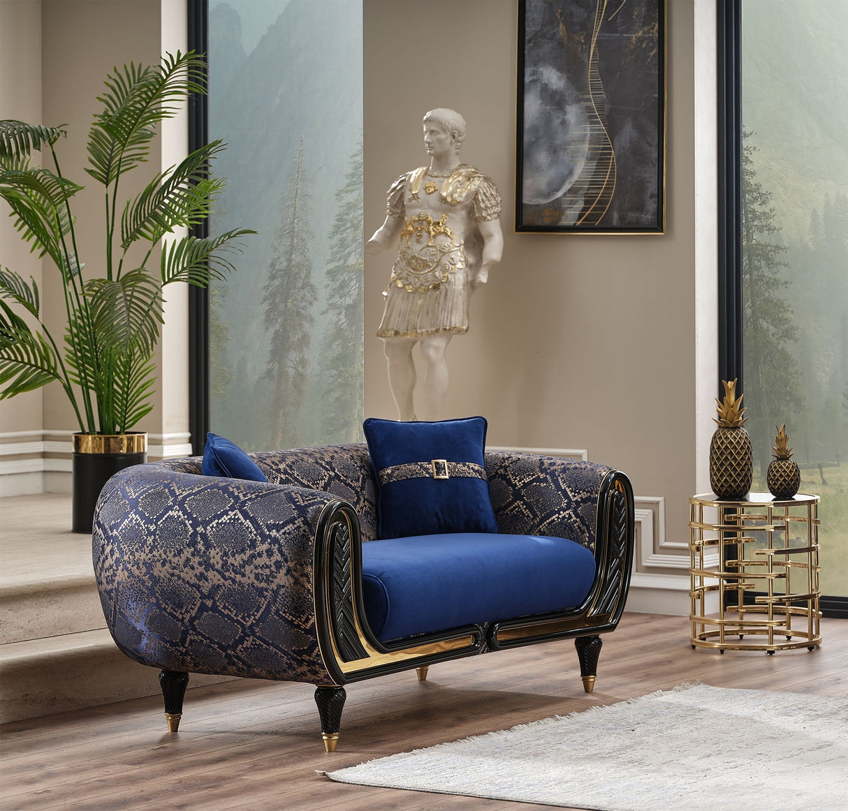 Lima 3-pieces (Sofa & Loveseat & Chair) Livingroom Set in Blue by Furnia at Eve Furniture