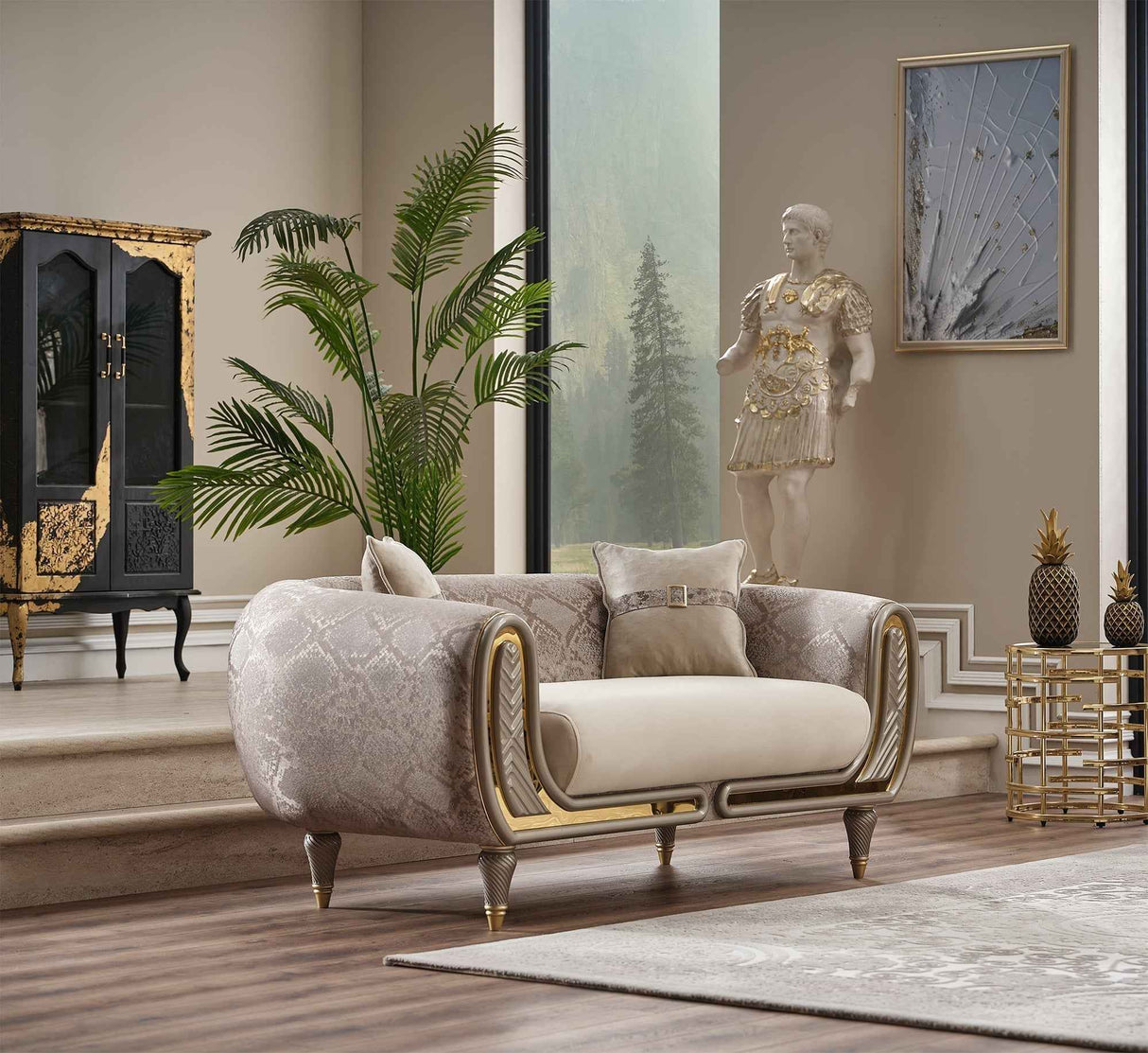 Lima Cream Stationary Loveseat by Furnia at Eve Furniture