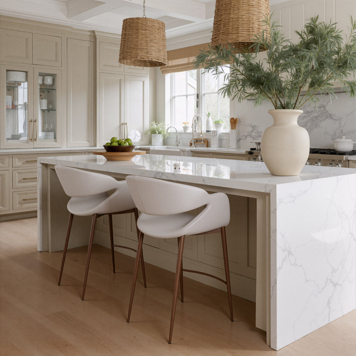 Limay Beige & Walnut Counter Stool by Zuomod at Eve Furniture