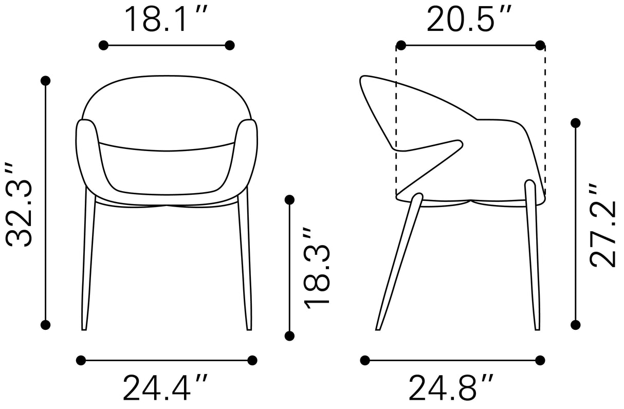 Limay Beige & Walnut Dining Chair (Set of 2) by Zuomod at Eve Furniture