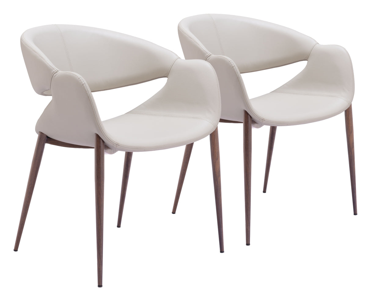 Limay Beige & Walnut Dining Chair (Set of 2) by Zuomod at Eve Furniture