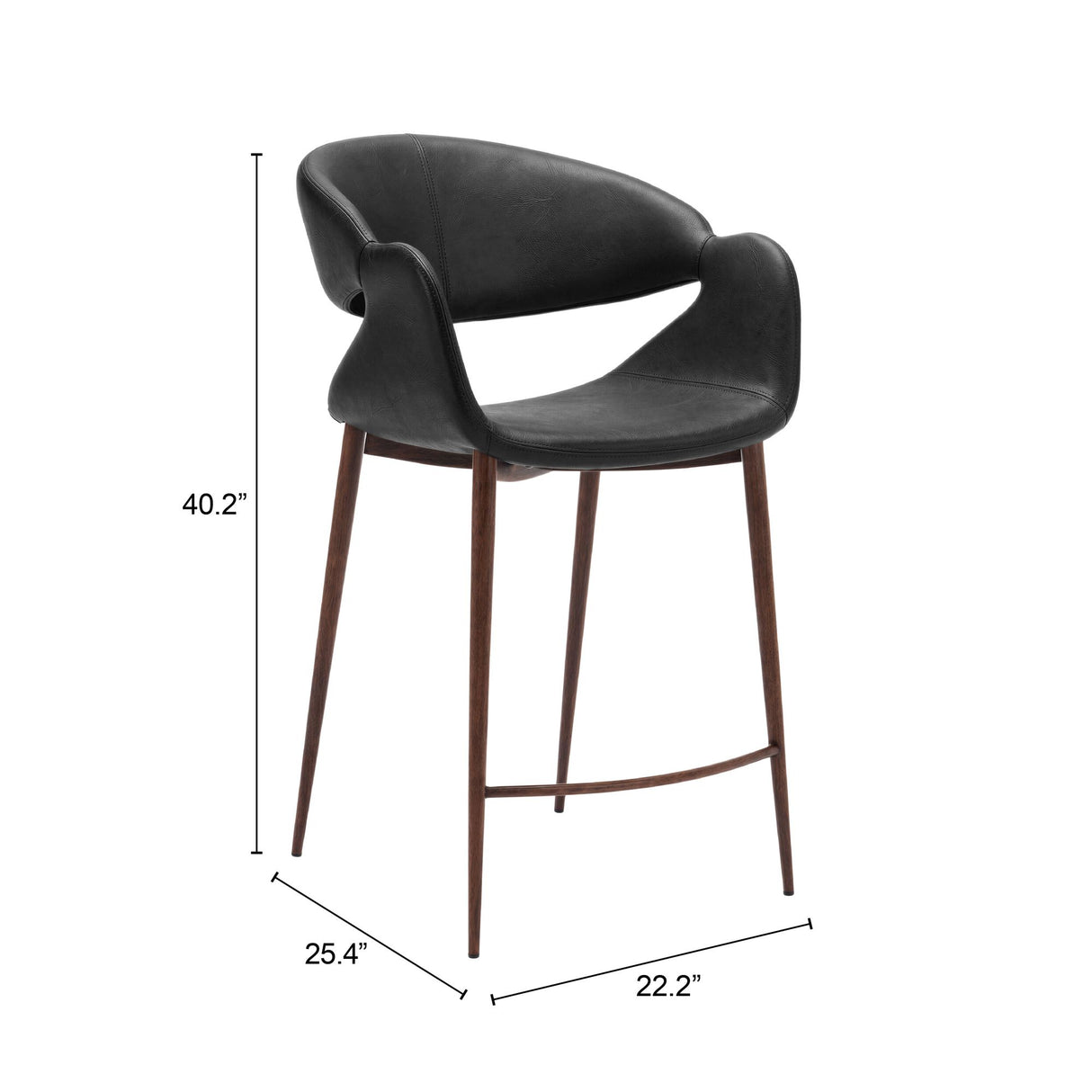 Limay Counter Stool Black & Walnut by Zuomod at Eve Furniture