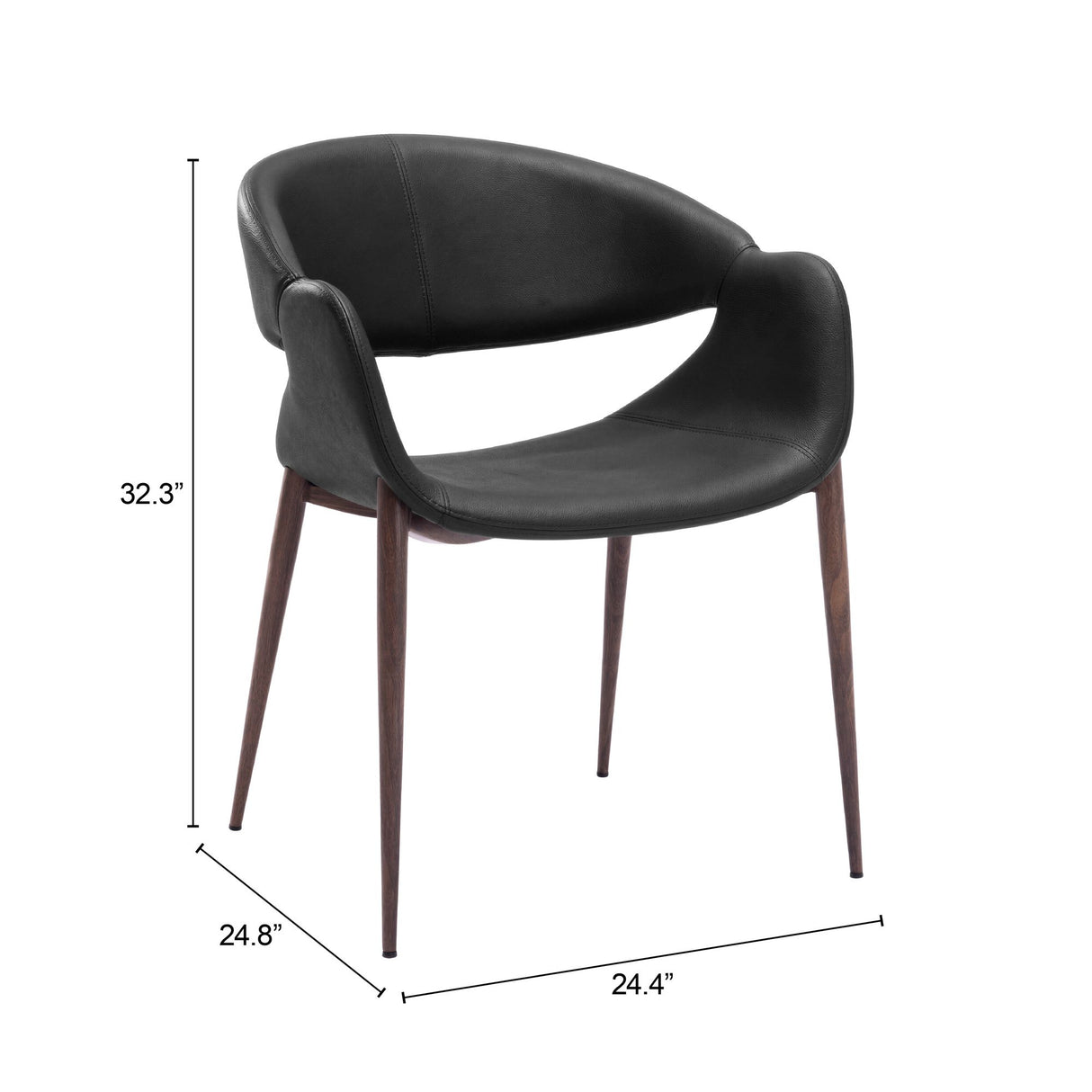 Limay Dining Chair Black & Walnut by Zuomod at Eve Furniture