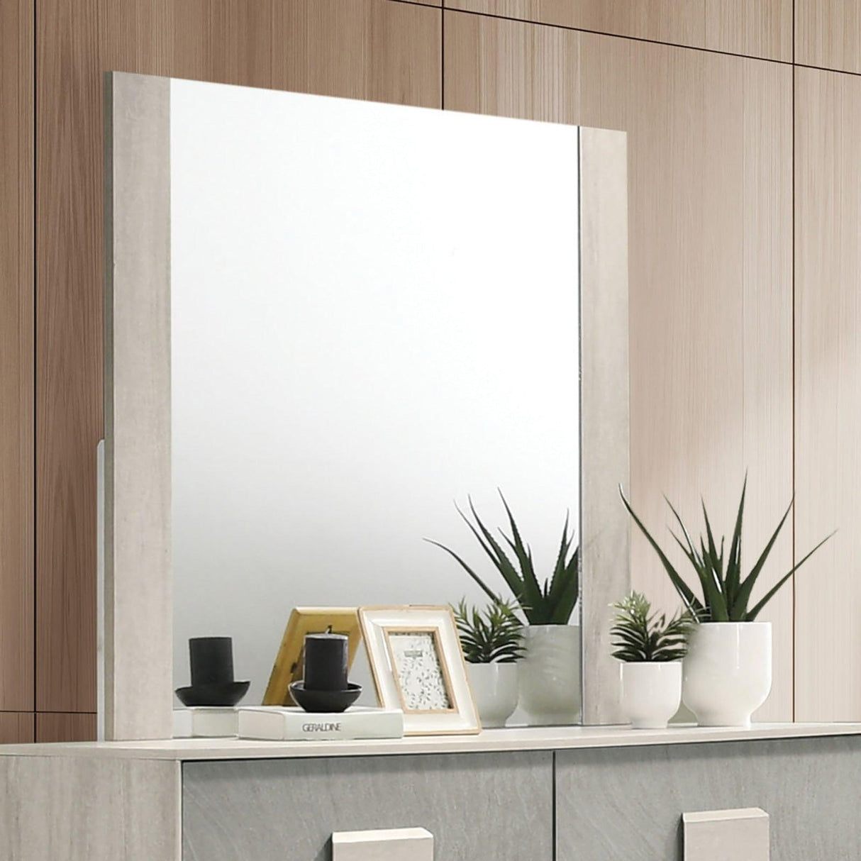 Lincolt White Wash/Stone Gray Mirror by Furniture of America at Eve Furniture