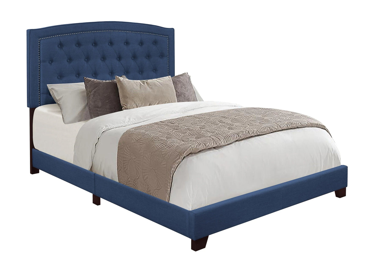 Linda Blue King Upholstered Bed by Homelegance at Eve Furniture
