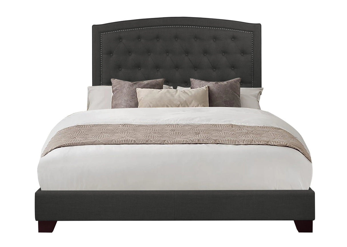 Linda Dark Gray Queen Upholstered Bed by Homelegance at Eve Furniture