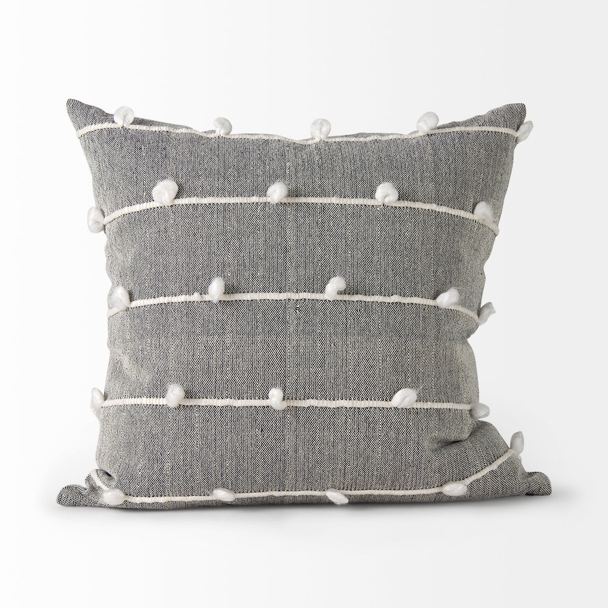 Linda Navy And Cream With White Detail Pillow Cover w/Non-Allergen Filler, Set of 2 by Mercana at Eve Furniture