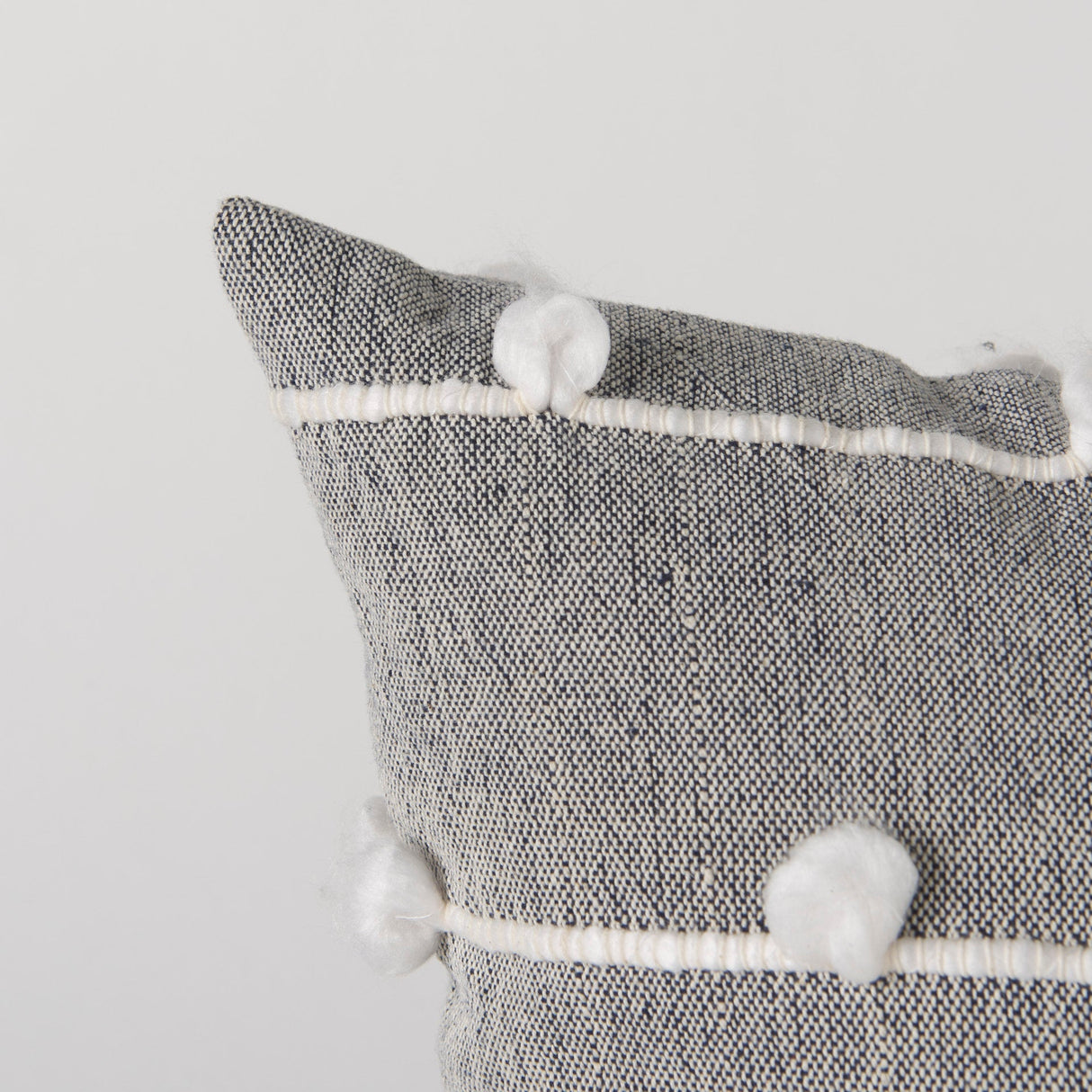 Linda Navy And Cream With White Detail Pillow Cover w/Non-Allergen Filler, Set of 2 by Mercana at Eve Furniture