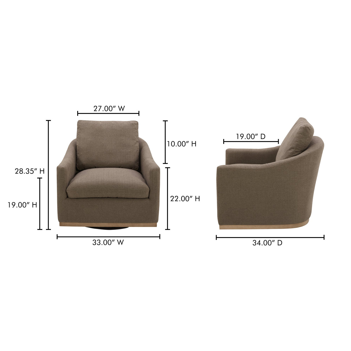 Linden Soft Taupe Swivel Chair by MOES at Eve Furniture