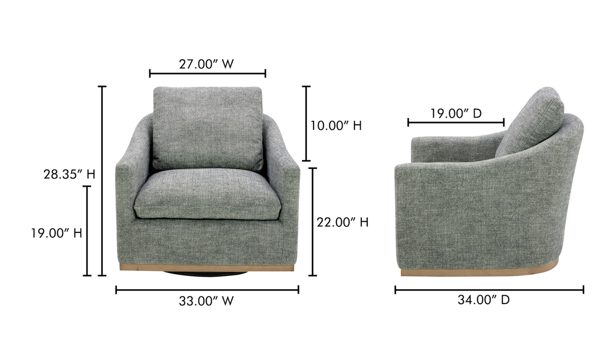 Linden Swivel Chair Slated Moss by Moe's Home at Eve Furniture