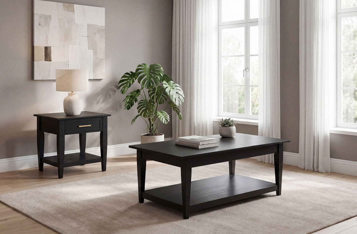 Lindenton Black 2-piece Wood Lift-Top Coffee and End Table Set by Coaster at Eve Furniture