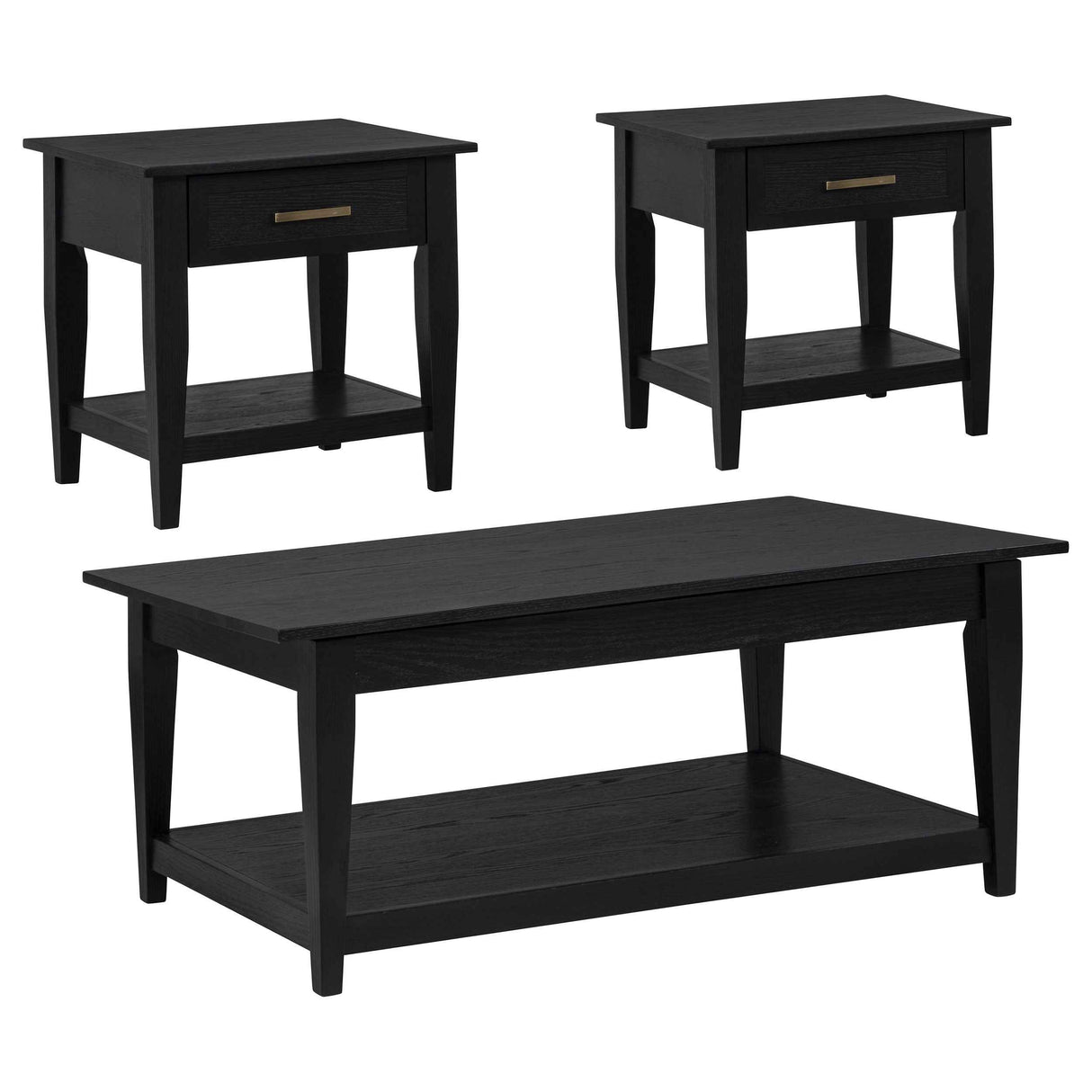 Lindenton Black 3-piece Wood Lift-Top Coffee and End Table Set by Coaster at Eve Furniture