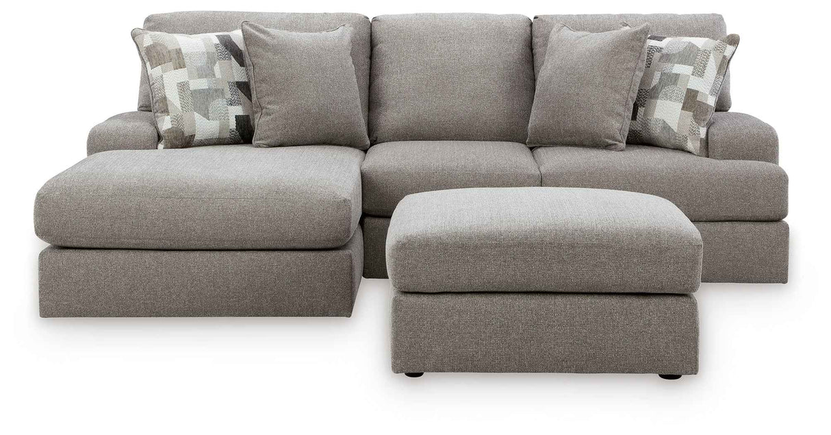 Lindon 2-Piece Sectional with Chaise and Oversized Accent Ottoman in Smoke by Ashley at Eve Furniture