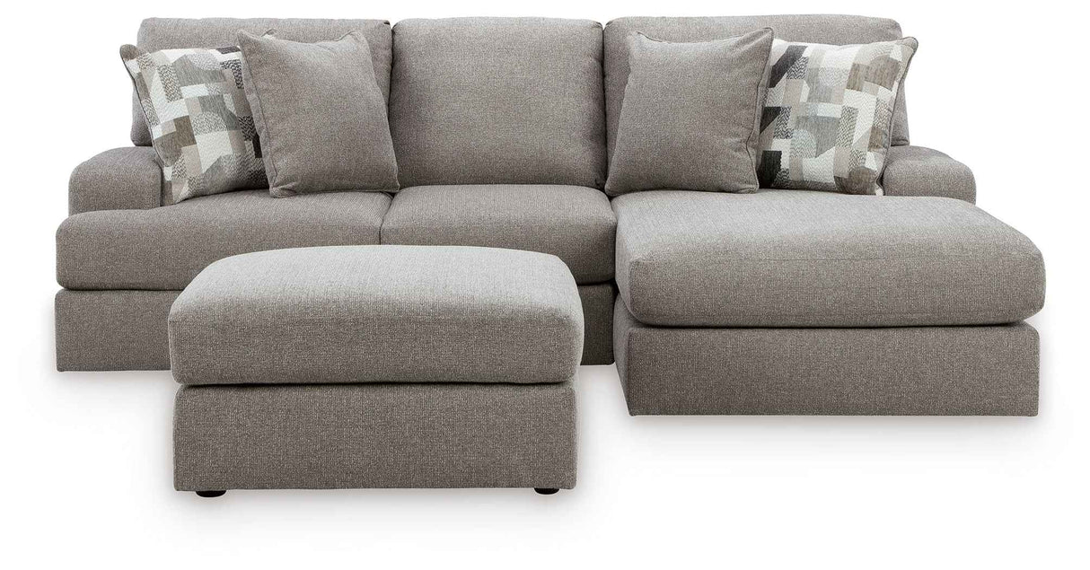 Lindon 2-Piece Sectional with Chaise and Oversized Accent Ottoman in Smoke by Ashley at Eve Furniture