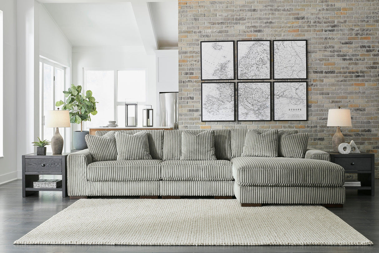 Lindyn Fog 3-Piece Modular Sectional with Right Arm Facing (RAF) Chaise by Ashley at Eve Furniture