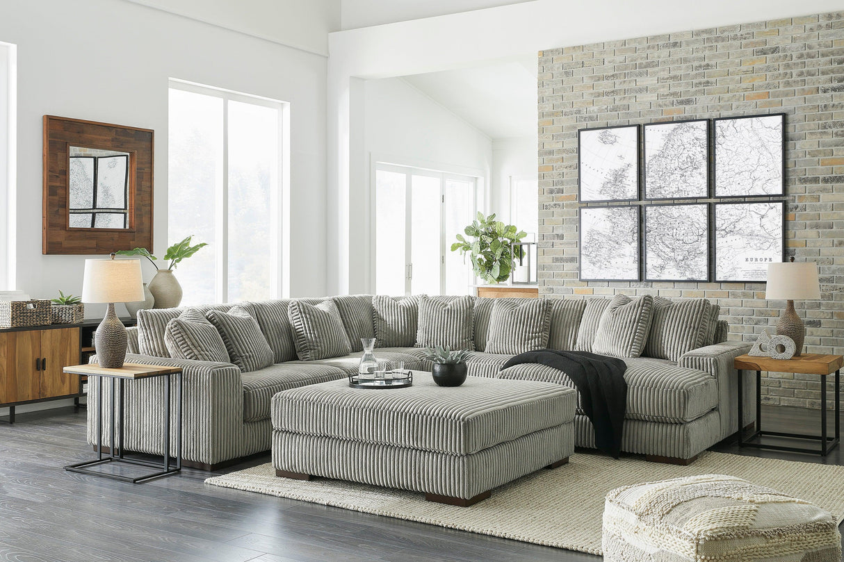 Lindyn Fog 5-Piece Right Arm Facing (RAF) Modular Chaise Sectional by Ashley at Eve Furniture