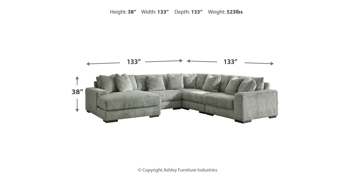 Lindyn Fog 5-Piece Sectional with Ottoman by Ashley at Eve Furniture