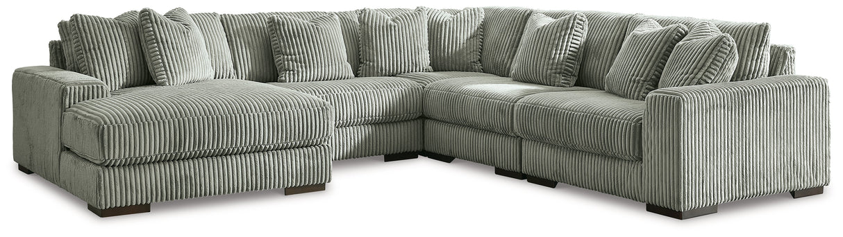 Lindyn Fog 5-Piece Sectional with Ottoman by Ashley at Eve Furniture