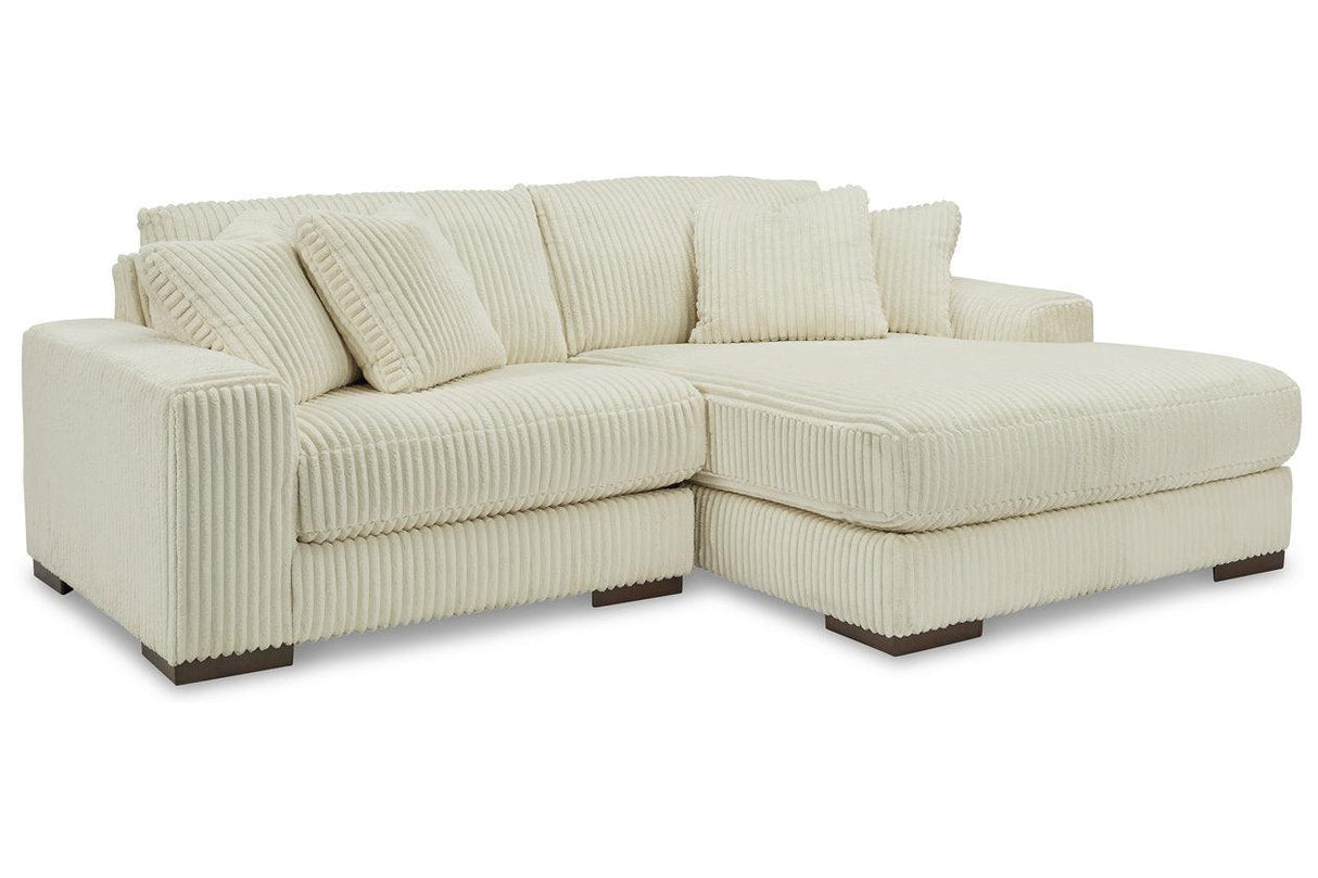 Lindyn Ivory 2-Piece Right Arm Facing Modular Chaise Sectional by Ashley at Eve Furniture