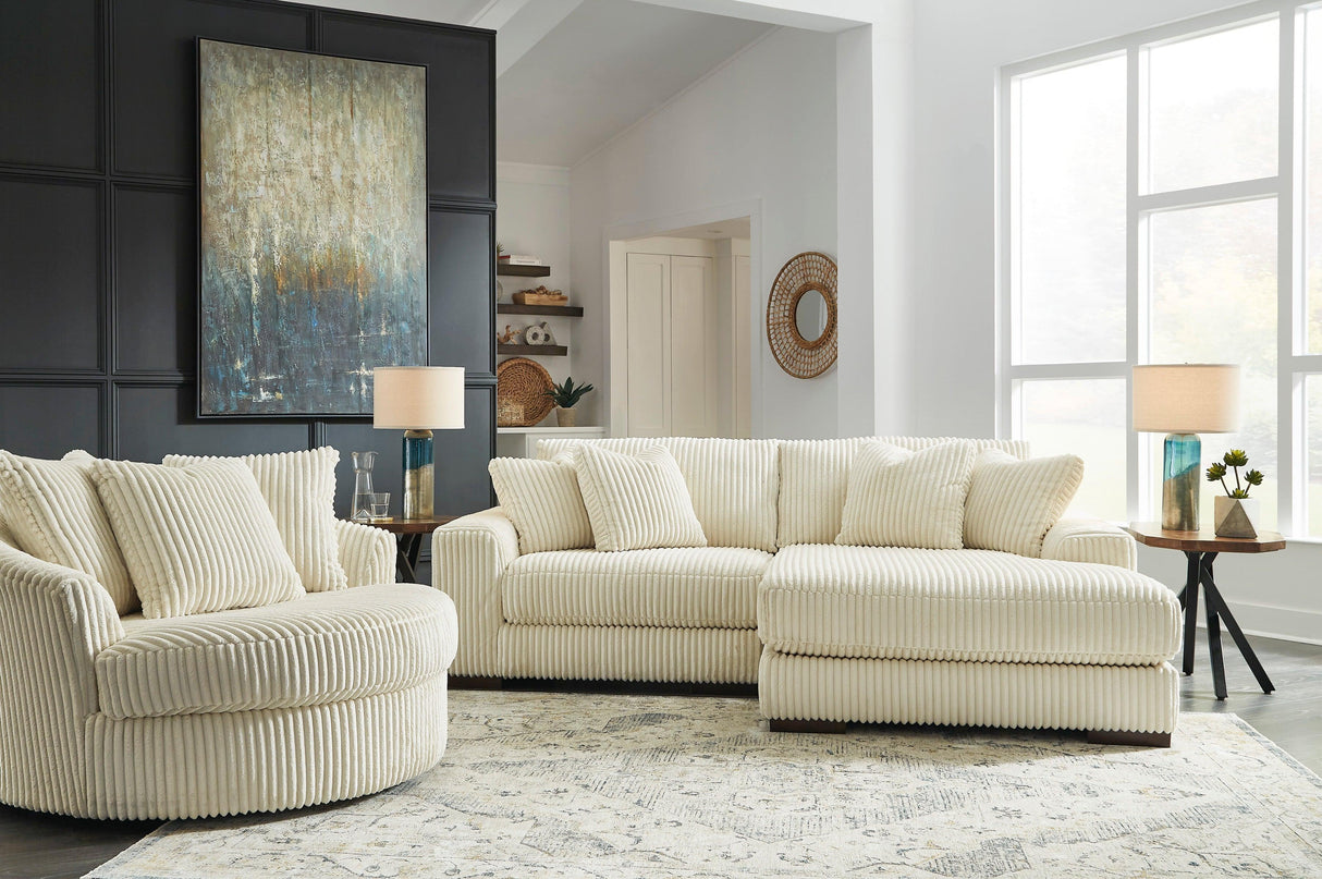 Lindyn Ivory 2-Piece Right Arm Facing Modular Chaise Sectional by Ashley at Eve Furniture