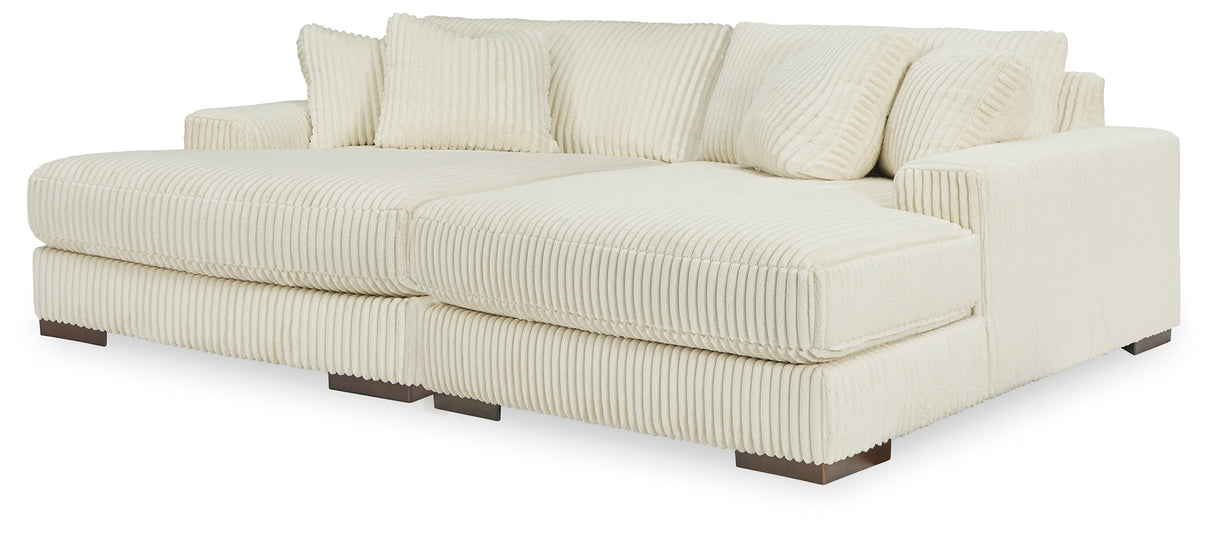Lindyn Ivory 2-Piece Super Chaise by Ashley at Eve Furniture