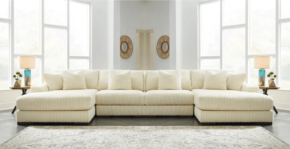 Lindyn Ivory 4-Piece Modular Double Chaise Sectional by Ashley at Eve Furniture