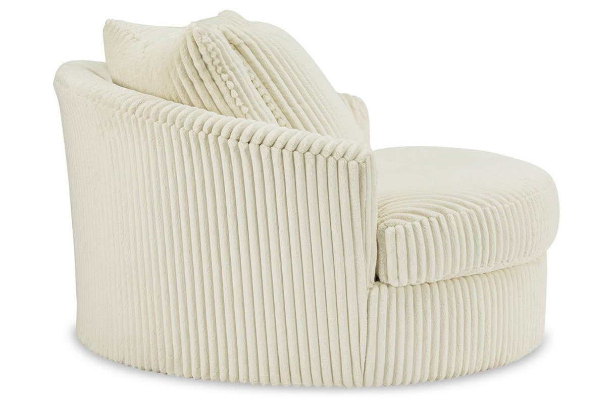 Lindyn Ivory Oversized Swivel Accent Chair by Ashley at Eve Furniture