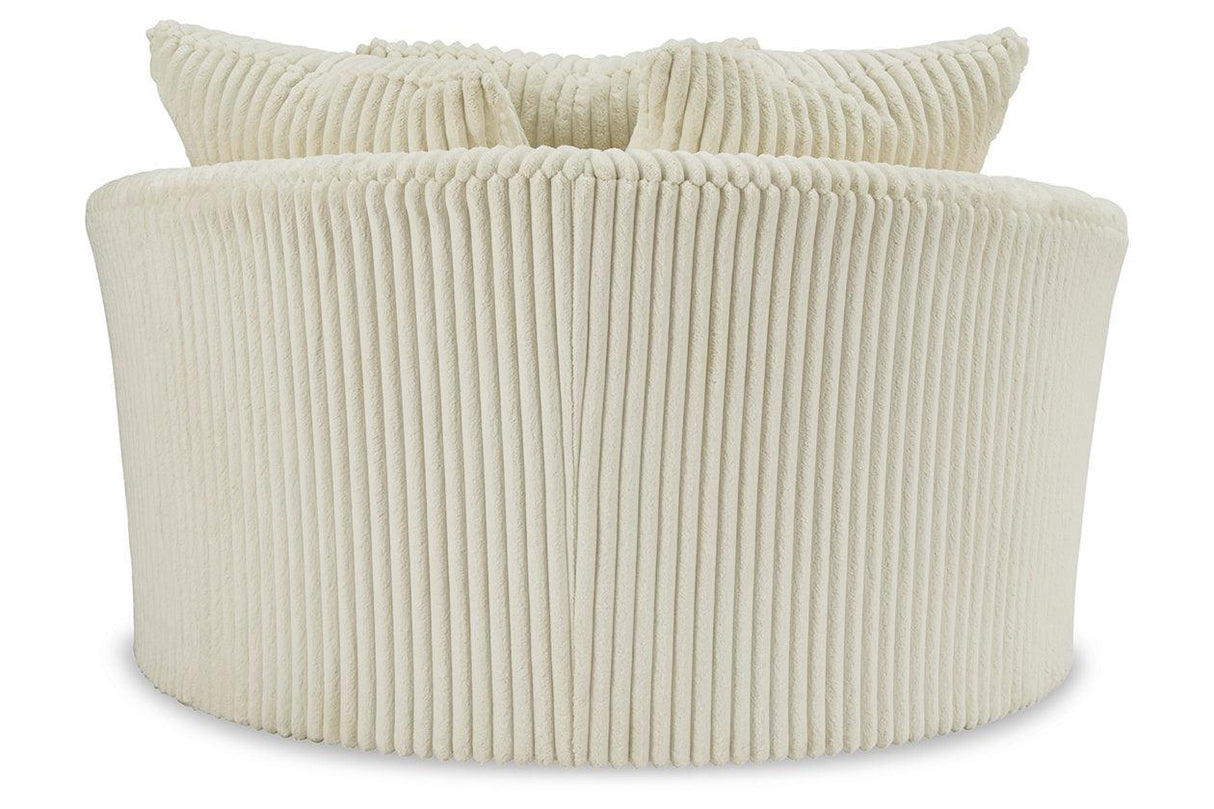 Lindyn Ivory Oversized Swivel Accent Chair by Ashley at Eve Furniture