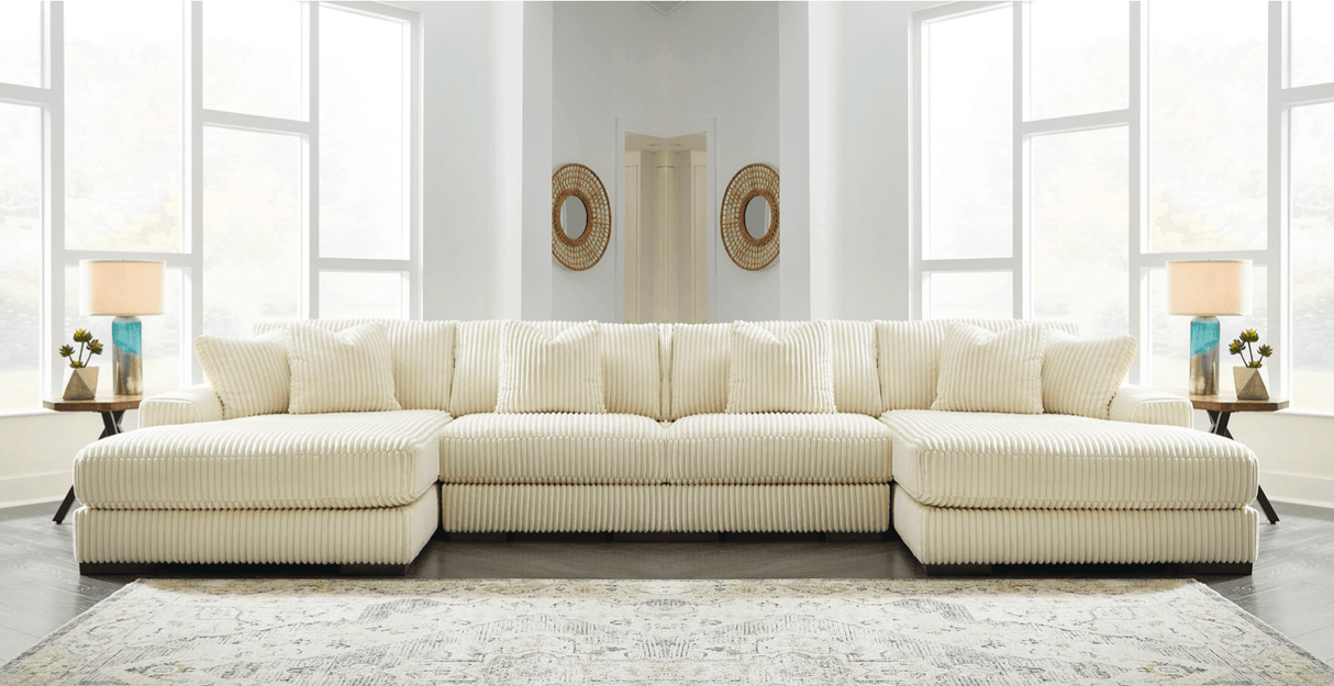 Lindyn Ivory 4-Piece Modular Double Chaise Sectional by Ashley at Eve Furniture