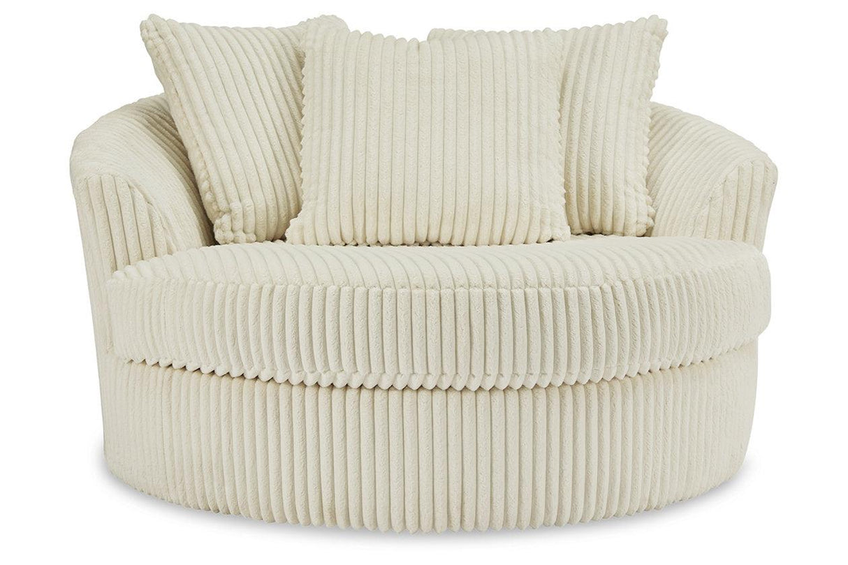 Lindyn Ivory Oversized Swivel Accent Chair by Ashley at Eve Furniture