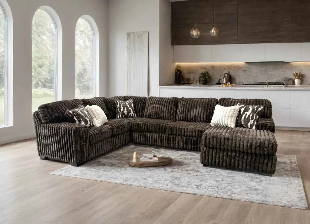 Linea Chocolate RAF Sectional by Happy Homes at Eve Furniture