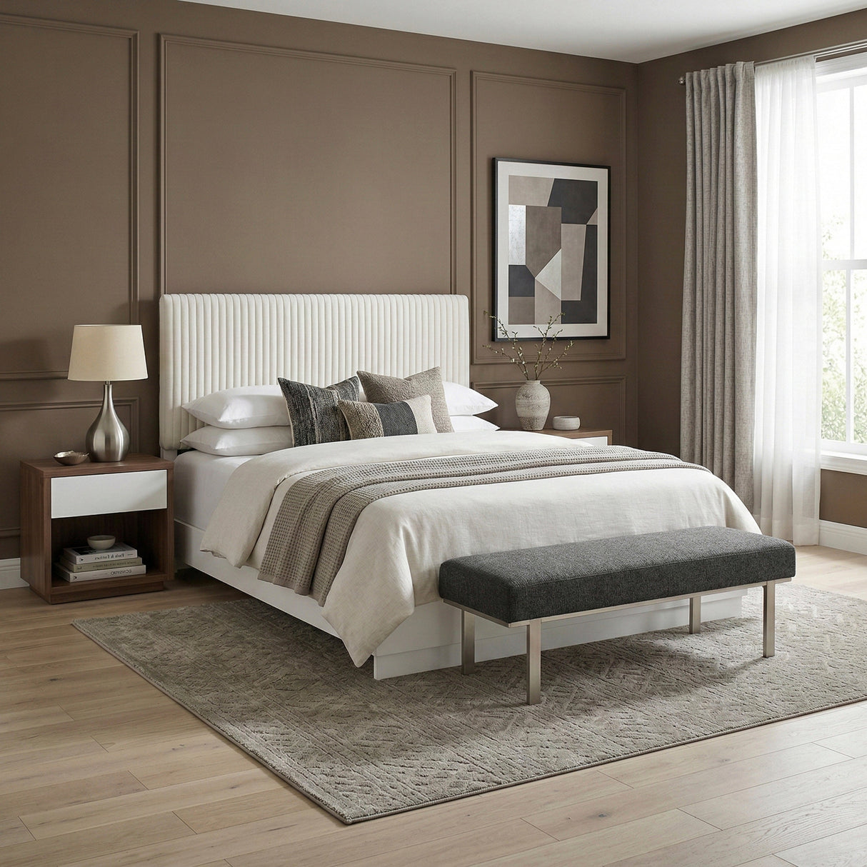 Linea Pearl White California King Bed by Homelegance at Eve Furniture