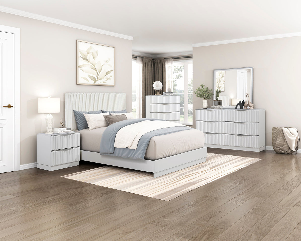 Linea Pearl White California King Bed by Homelegance at Eve Furniture