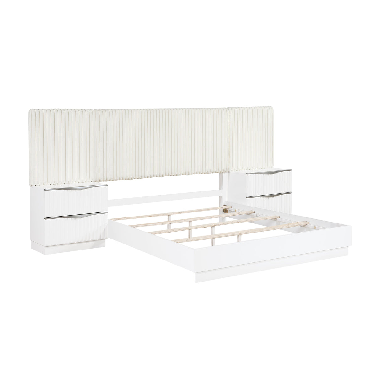 Linea Pearl White California King Bed with 2 Nightstands by Homelegance at Eve Furniture