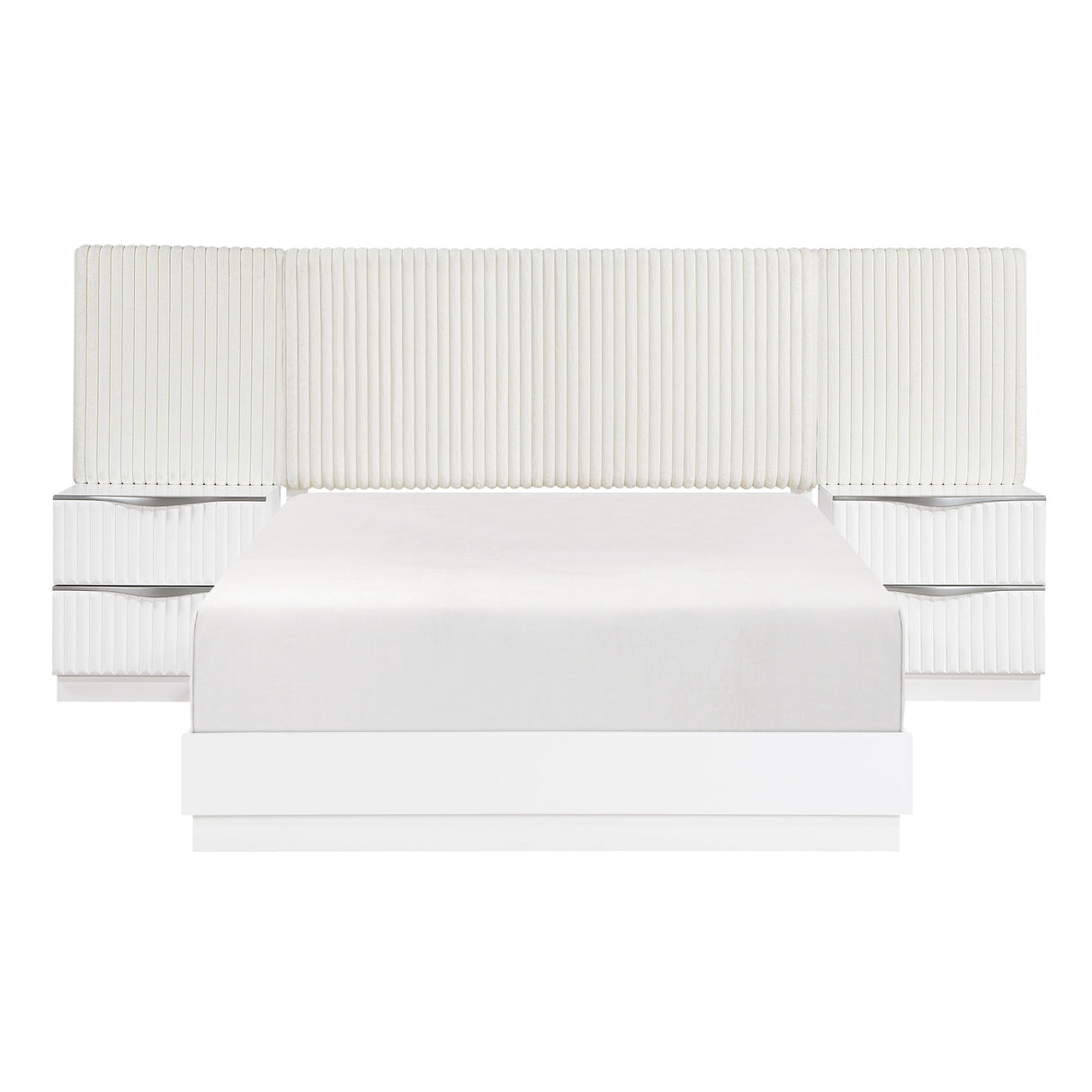 Linea Pearl White California King Bed with 2 Nightstands by Homelegance at Eve Furniture
