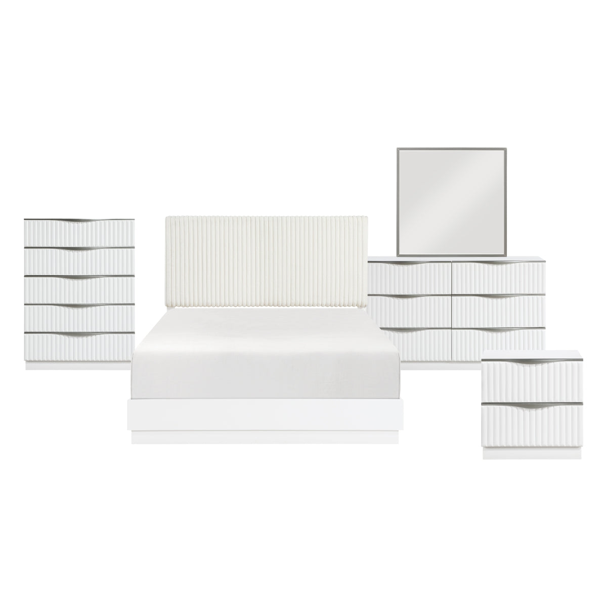 Linea Pearl White Panel Bedroom Set by Homelegance at Eve Furniture