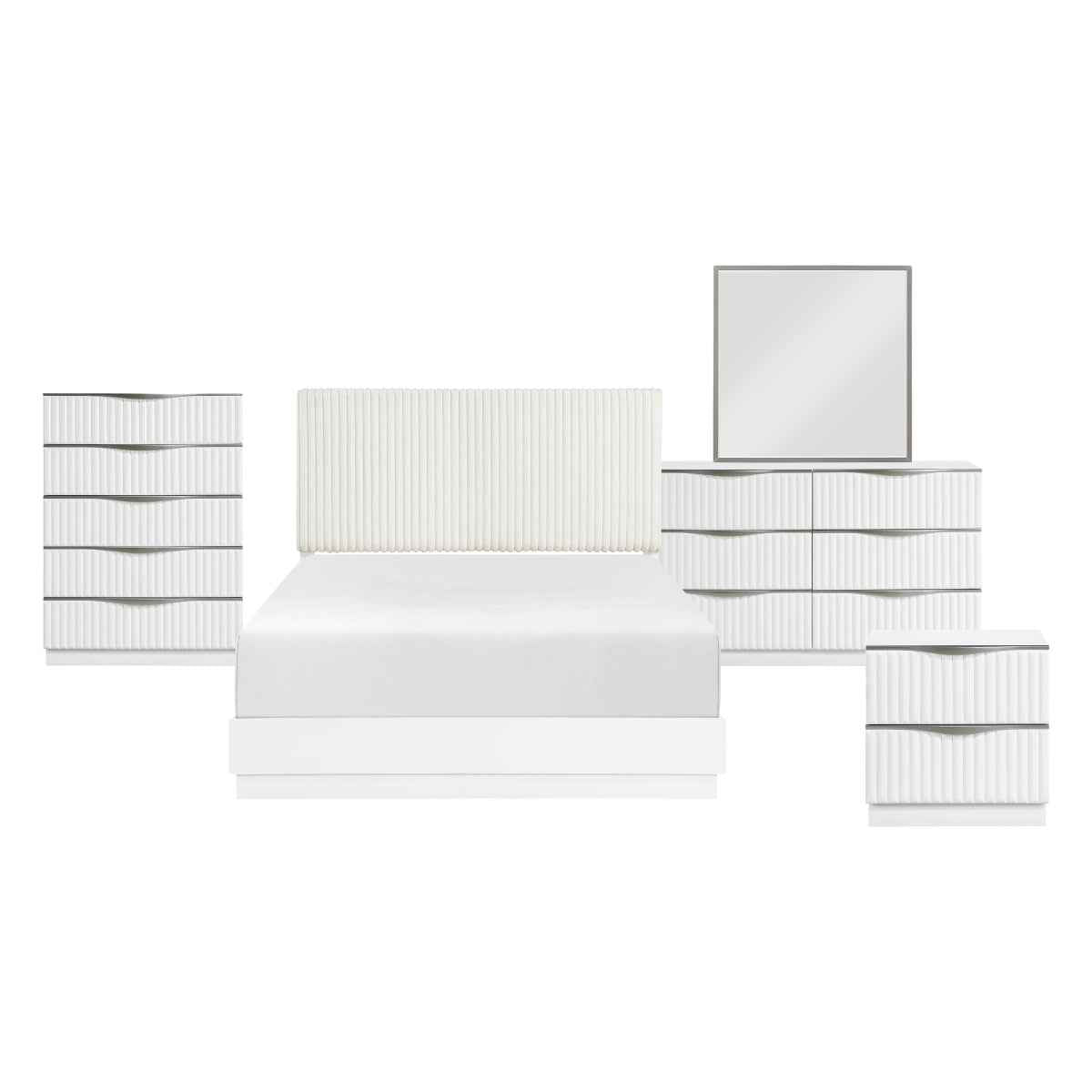 Linea Pearl White Panel Bedroom Set by Homelegance at Eve Furniture