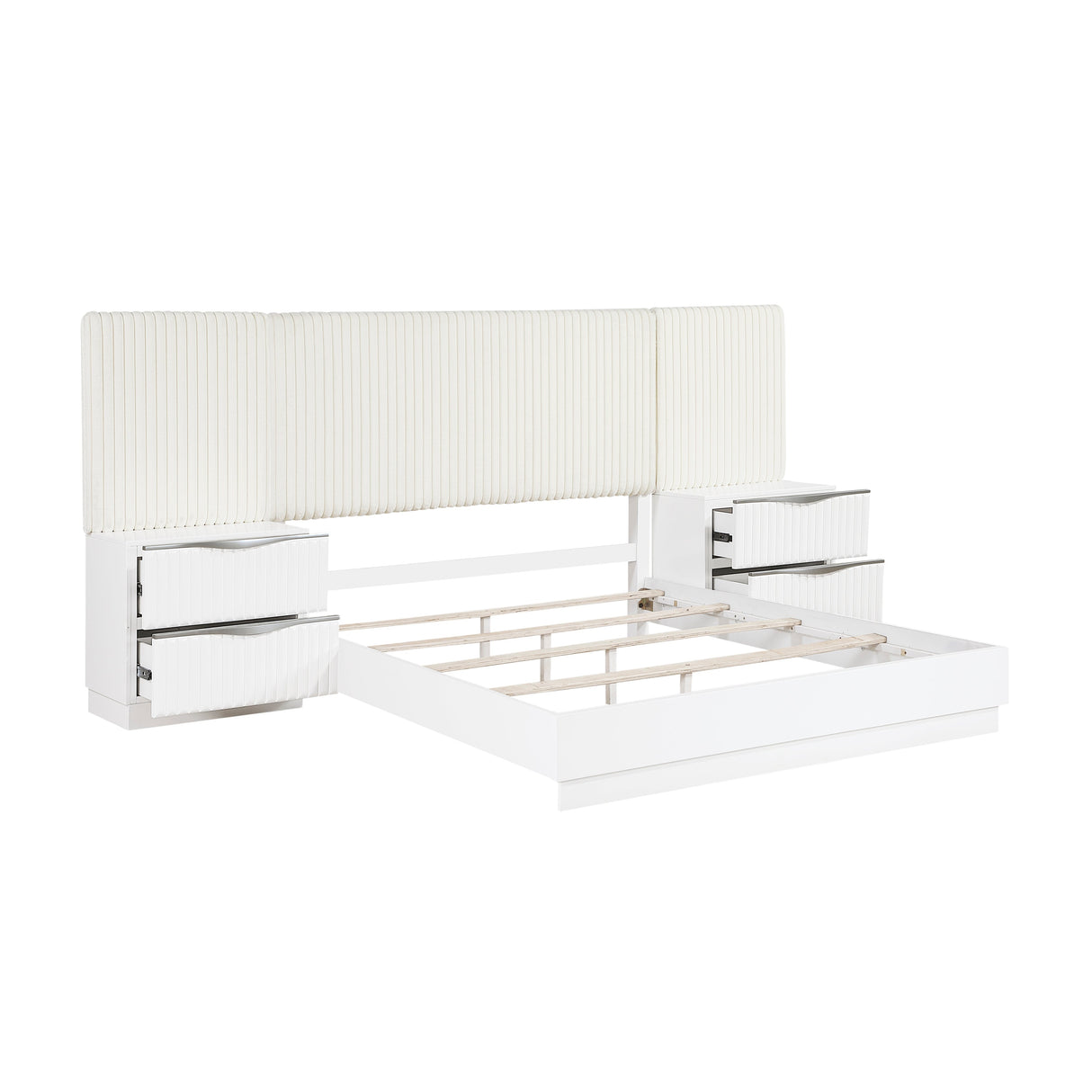 Linea Pearl White Panel Wall Bedroom Set by Homelegance at Eve Furniture