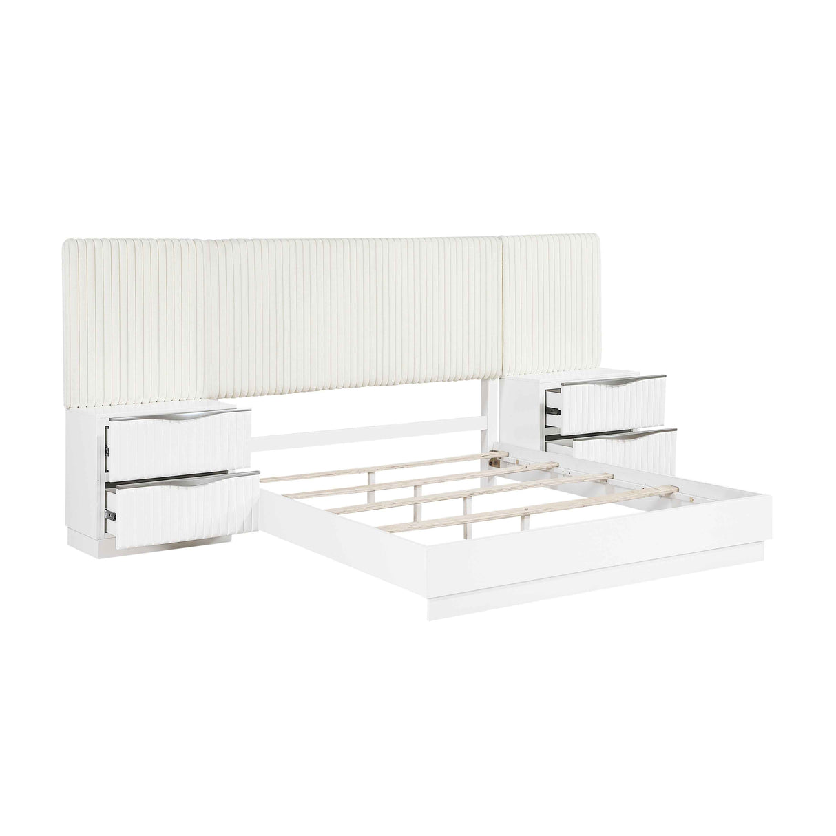 Linea Pearl White Panel Wall Bedroom Set by Homelegance at Eve Furniture